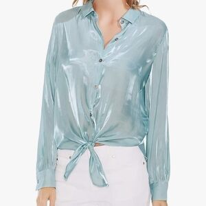 Vince Camuto Metallic Teal Button-Down Shirt